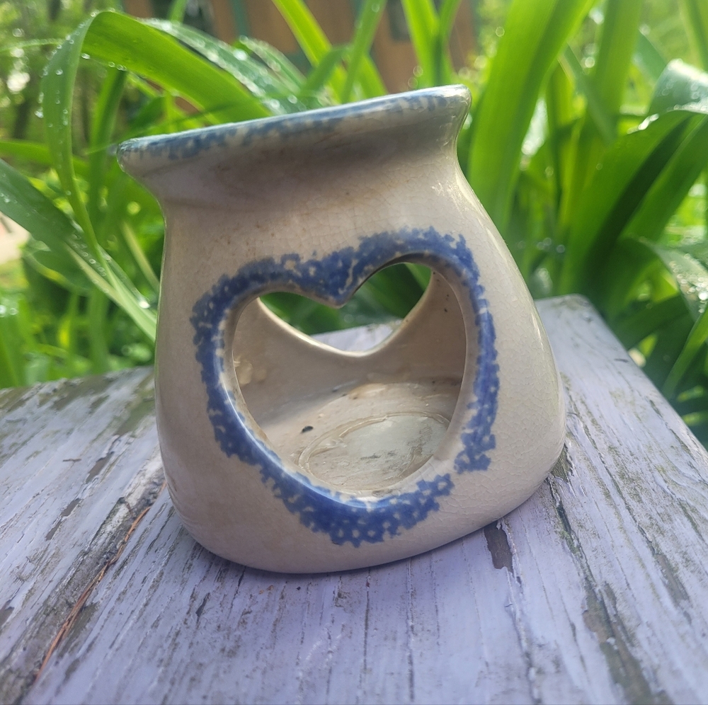 Vintage Loomco Pottery Ceramic Votive Candleholder Heart Shaped